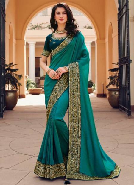 Firozi Colour Kavira Vol 4 New Latest Designer Ethnic Wear Vichitra With Bluming Saree Collection 1004